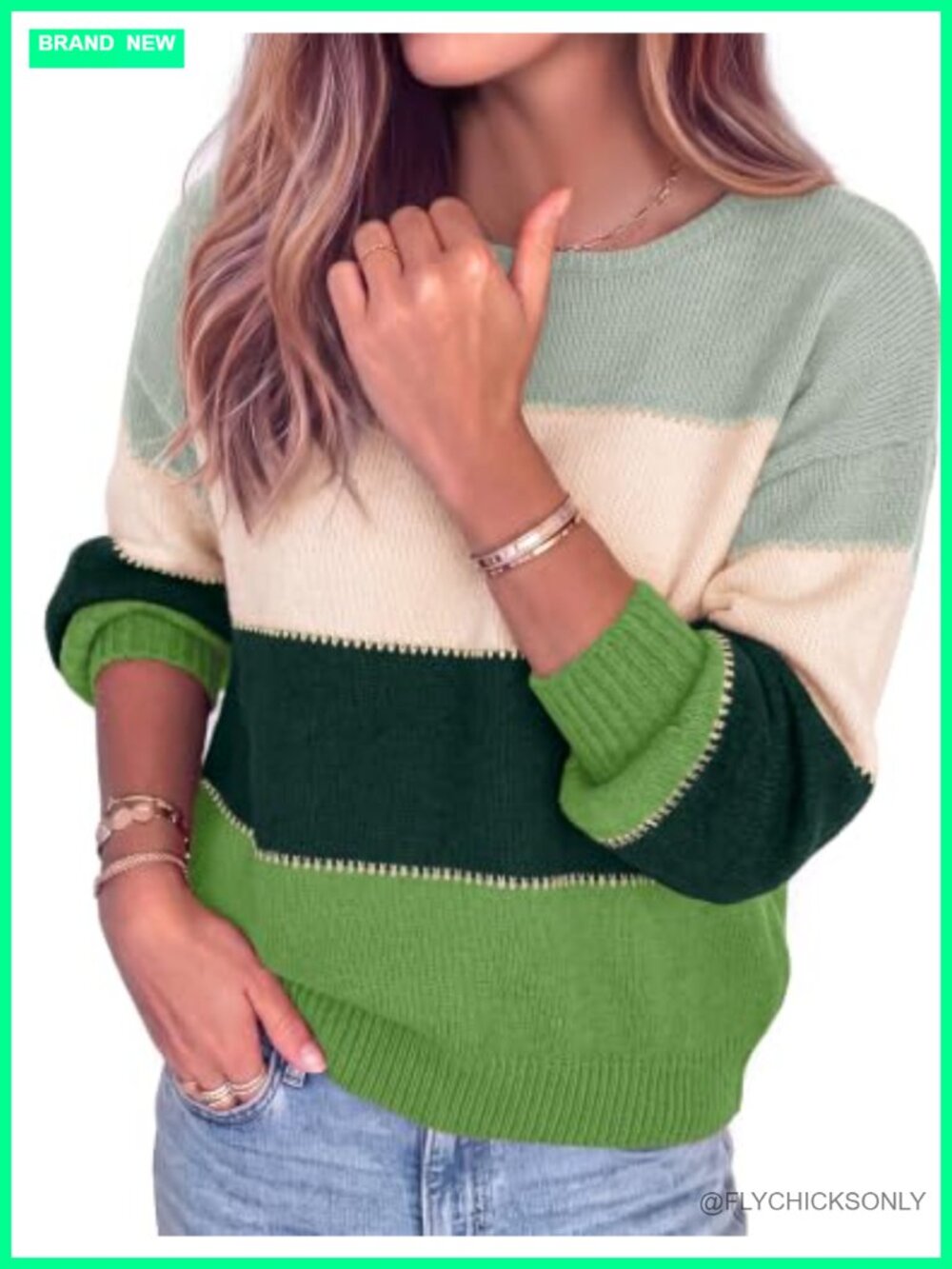 Oversized Striped Color Block Pullover Sweater